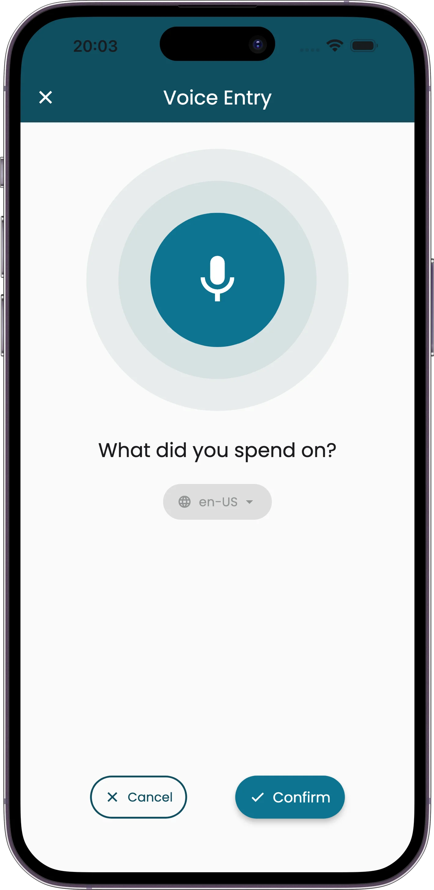 Receiptix voice mode screen